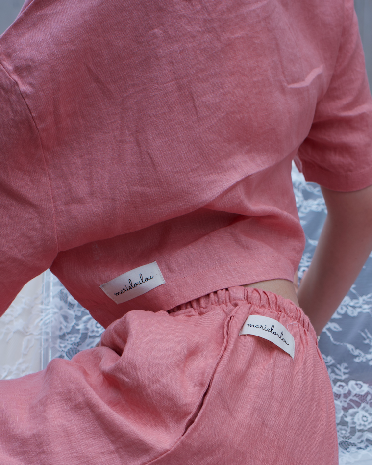 Earth Linen Staple Crop Top - Pink