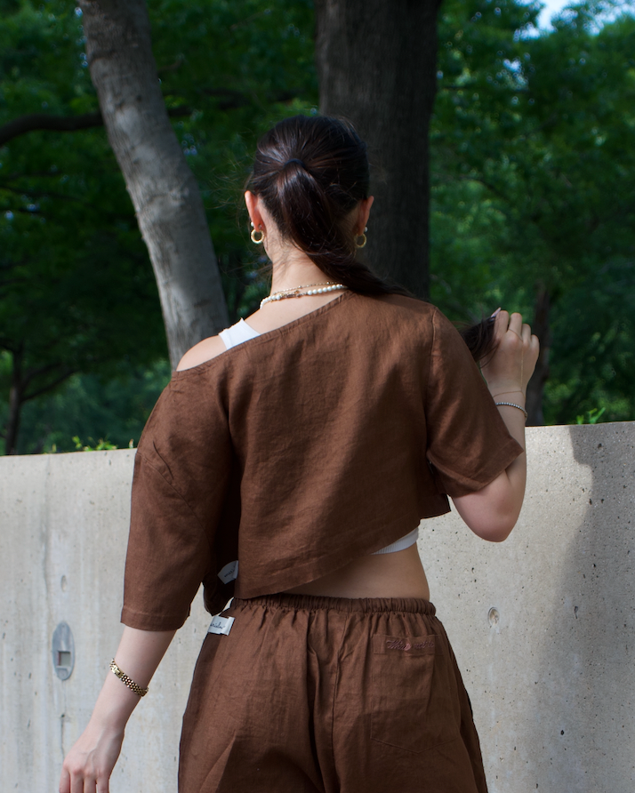 Earth Linen Staple Crop Top - Brown
