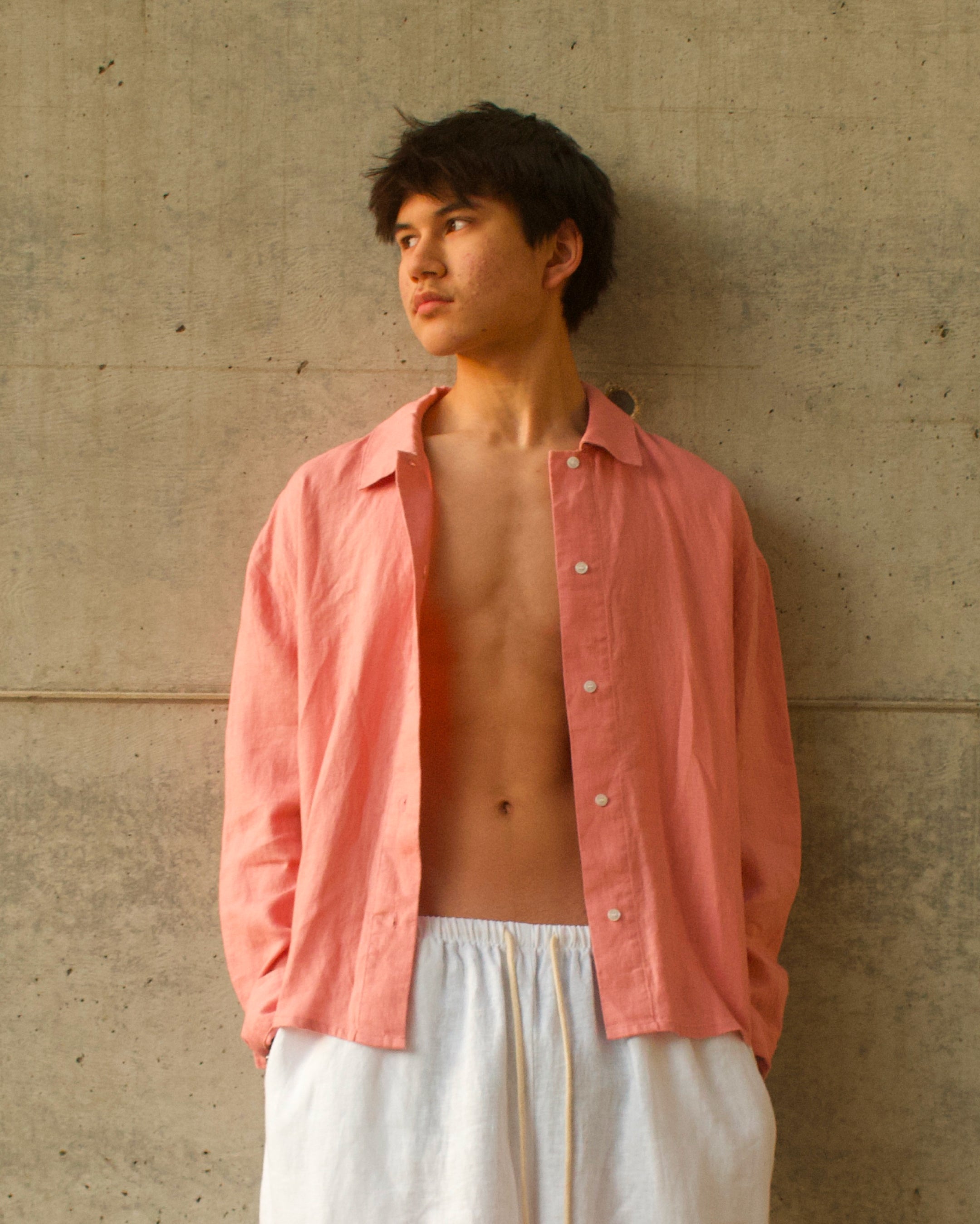 Breezy Linen Button Up - Pink