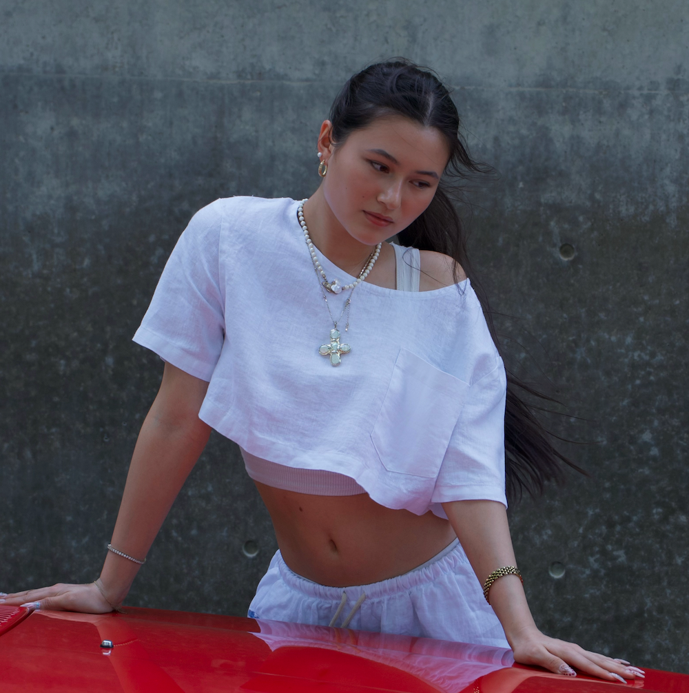 Earth Linen Staple Crop Top - White